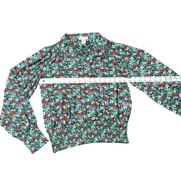 Rachel Zoe Floral Long Sleeve Top - Green and Red - Picture 3 of 12